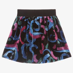 إEmporio Armani-تنورة فيسكوز قطيفة لون أسود | Childrensalon Outlet