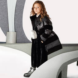 إEmporio Armani-جمبسوت مزيج حرير مخمل لون أسود للبنات | Childrensalon Outlet