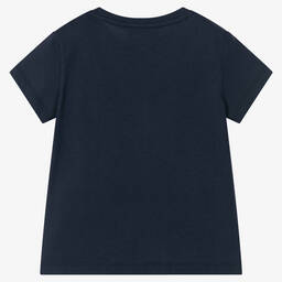 Emporio Armani-تيشيرت قطن لون كحلي للبنات | Childrensalon Outlet