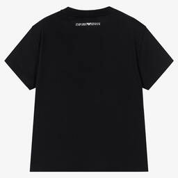 Emporio Armani-Girls Blue Cotton Embroidered Logo T-Shirt | Childrensalon Outlet
