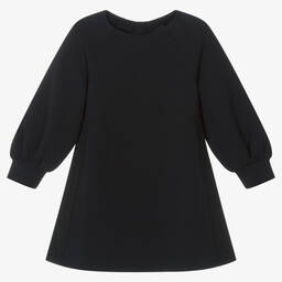 Emporio Armani-Girls Blue Cotton Milano Jersey Dress | Childrensalon Outlet