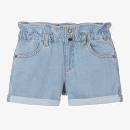 Emporio Armani-Girls Blue Denim Paperbag Shorts | Childrensalon Outlet