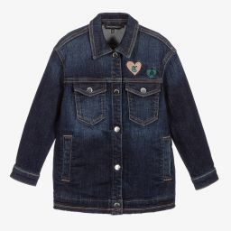 Emporio Armani-Girls Blue Logo Denim Jacket | Childrensalon Outlet