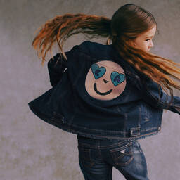 Emporio Armani-Girls Blue Logo Denim Jacket | Childrensalon Outlet
