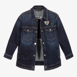 Emporio Armani-Girls Blue Logo Denim Jacket | Childrensalon Outlet