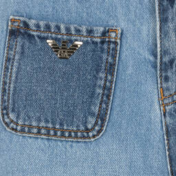 Emporio Armani-Girls Blue Patchwork Denim Jeans | Childrensalon Outlet