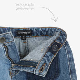Emporio Armani-Girls Blue Patchwork Denim Jeans | Childrensalon Outlet