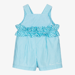 Emporio Armani-Girls Blue Striped Playsuit | Childrensalon Outlet