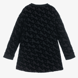 Emporio Armani-Синее велюровое платье для девочек | Childrensalon Outlet