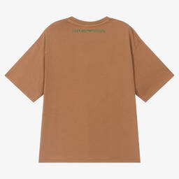 Emporio Armani-Girls Brown Cotton Logo T-Shirt | Childrensalon Outlet