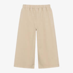 إمبوريو أرماني-بنطلون بأرجل واسعة قطن لون بيج للبنات | Childrensalon Outlet