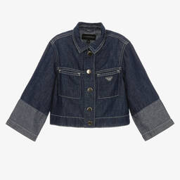 Emporio Armani-Girls Dark Blue Chambray Jacket | Childrensalon Outlet