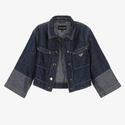 Emporio Armani-Girls Dark Blue Chambray Jacket | Childrensalon Outlet