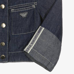 Emporio Armani-Girls Dark Blue Chambray Jacket | Childrensalon Outlet