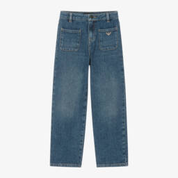 Emporio Armani-Girls Denim High-Rise Trousers | Childrensalon Outlet
