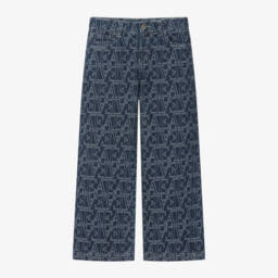 إEmporio Armani-جينز بأرجل واسعة دنيم لون أزرق للبنات | Childrensalon Outlet