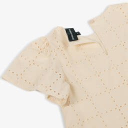 Emporio Armani-Girls Elegant Beige Embroidered Dress | Childrensalon Outlet