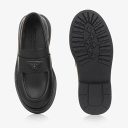 إمبوريو أرماني-حذاء لوفر جلد لون أسود للبنات | Childrensalon Outlet