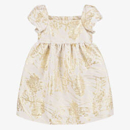 Emporio Armani-Girls Elegant Ivory & Gold Dress | Childrensalon Outlet