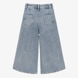 Emporio Armani-Girls Flared Blue Denim Trousers | Childrensalon Outlet