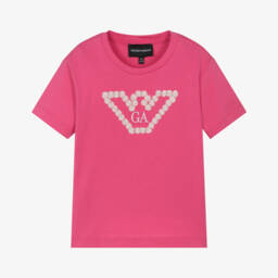 Emporio Armani-Girls Fuchsia Eagle Daisy Tee | Childrensalon Outlet