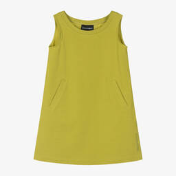 Emporio Armani-Girls Green Cotton  Dress | Childrensalon Outlet