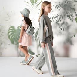 إEmporio Armani-جوغرز قطن جيرسي جاكارد لون أخضر للبنات | Childrensalon Outlet