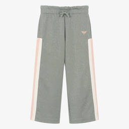 إEmporio Armani-جوغرز قطن جيرسي جاكارد لون أخضر للبنات | Childrensalon Outlet