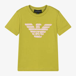 Emporio Armani-Girls Green Organic Cotton Eagle T-Shirt | Childrensalon Outlet