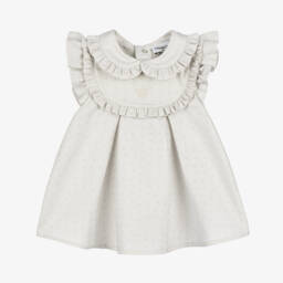Emporio Armani-Girls Grey Cotton Logo Dress | Childrensalon Outlet