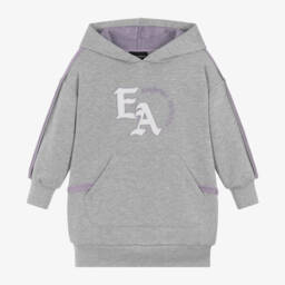 Emporio Armani-Girls Grey Hoodie Sweatshirt Dress | Childrensalon Outlet