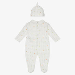 إEmporio Armani-طقم بيبي سوت قطن عاجي للبنات بنقشة الفواكه | Childrensalon Outlet