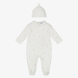 إEmporio Armani-طقم بيبي سوت قطن عاجي للبنات بنقشة الفواكه | Childrensalon Outlet