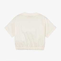 إEmporio Armani-تيشيرت بطبعة تنين قطن جيرسي لون عاجي وذهبي للبنات | Childrensalon Outlet