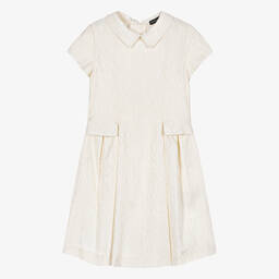 Emporio Armani-Girls Ivory Jacquard Monogram Dress | Childrensalon Outlet