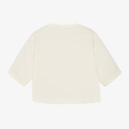 إEmporio Armani-تيشيرت قطن لون عاجي للبنات | Childrensalon Outlet