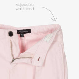 إEmporio Armani-بنطلون بأرجل واسعة قطن لون زهري فاتح للبنات | Childrensalon Outlet