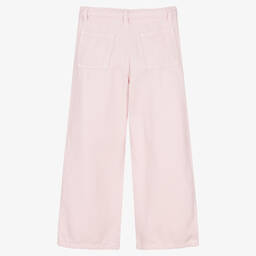 إEmporio Armani-بنطلون بأرجل واسعة قطن لون زهري فاتح للبنات | Childrensalon Outlet