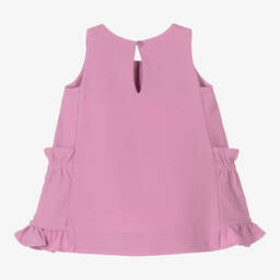 إمبوريو أرماني-فستان أطفال بناتي قطن بيكيه لون زهري ليلكي | Childrensalon Outlet