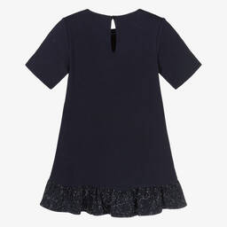 Emporio Armani-Girls Navy Blue Diamanté Jersey Dress | Childrensalon Outlet