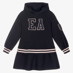 Emporio Armani-Girls Navy Blue Hoodie Dress | Childrensalon Outlet