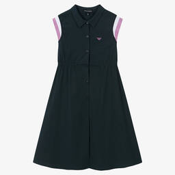Emporio Armani-Длинное синее платье из хлопка | Childrensalon Outlet