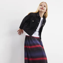 إEmporio Armani-تنورة شيفون بكسرات لون كحلي | Childrensalon Outlet