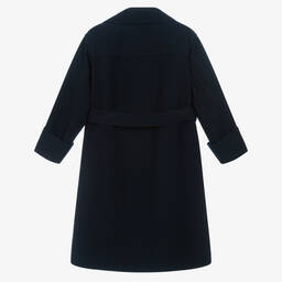 Emporio Armani-Girls Navy Blue Wool Pea Coat | Childrensalon Outlet