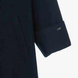 Emporio Armani-Girls Navy Blue Wool Pea Coat | Childrensalon Outlet