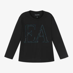 Emporio Armani-Girls Navy Diamanté Logo Top | Childrensalon Outlet