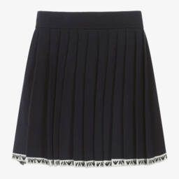 إمبوريو أرماني-تنورة بكسرات جيرسي محبوك لون كحلي | Childrensalon Outlet