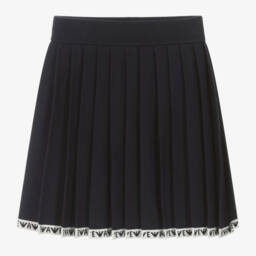 إمبوريو أرماني-تنورة بكسرات جيرسي محبوك لون كحلي | Childrensalon Outlet