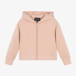 Emporio Armani-Girls Pale Pink Jersey Hoodie | Childrensalon Outlet