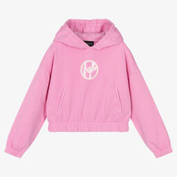 Emporio Armani-Girls Pink Cotton Eagle Logo Hoodie | Childrensalon Outlet